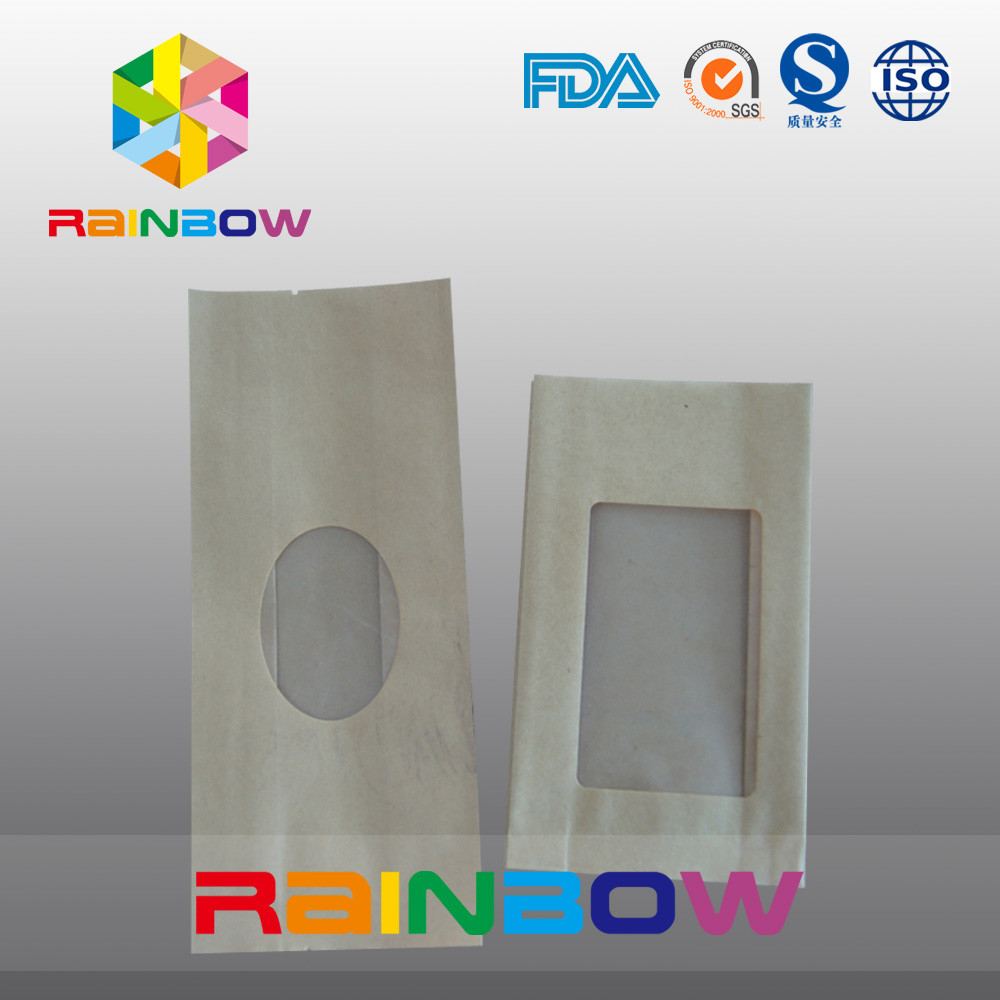 Gusset τσάντα εγγράφου της Kraft για την καραμέλα/ξηρά συσκευασία βαθμού τροφίμων με το σαφές παράθυρο