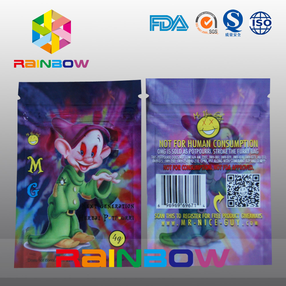 Ziplock θυμιάματος λογότυπων εκτύπωσης συνήθειας M.G βοτανική τσάντα καπνού καρυκευμάτων τσαντών 5g 4g