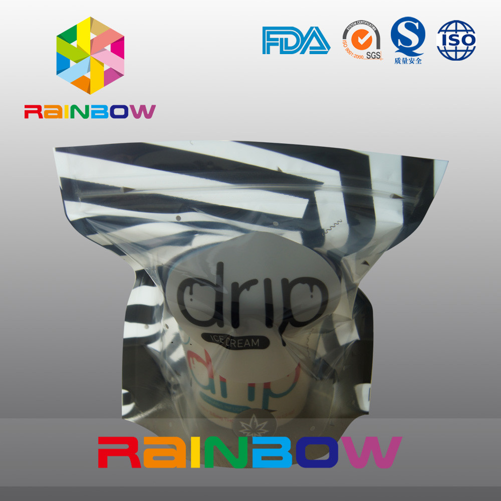 Πλαστικές σακούλες παγωτού στάσεων επάνω στιλπνές που συσκευάζουν με το σαφή παράθυρο και το φερμουάρ