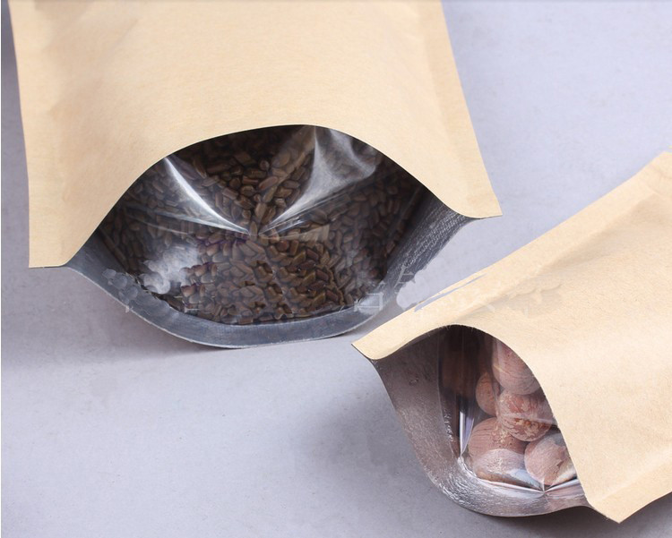 Τυπωμένη συνήθεια τσάντα εγγράφου της Kraft με το διαφανές παράθυρο για τον καφέ Beens