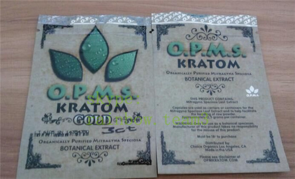 OPMS Kratom βοτανικές πλαστικές τσάντες φερμουάρ τσαντών αποσπασμάτων χρυσές βοτανικές