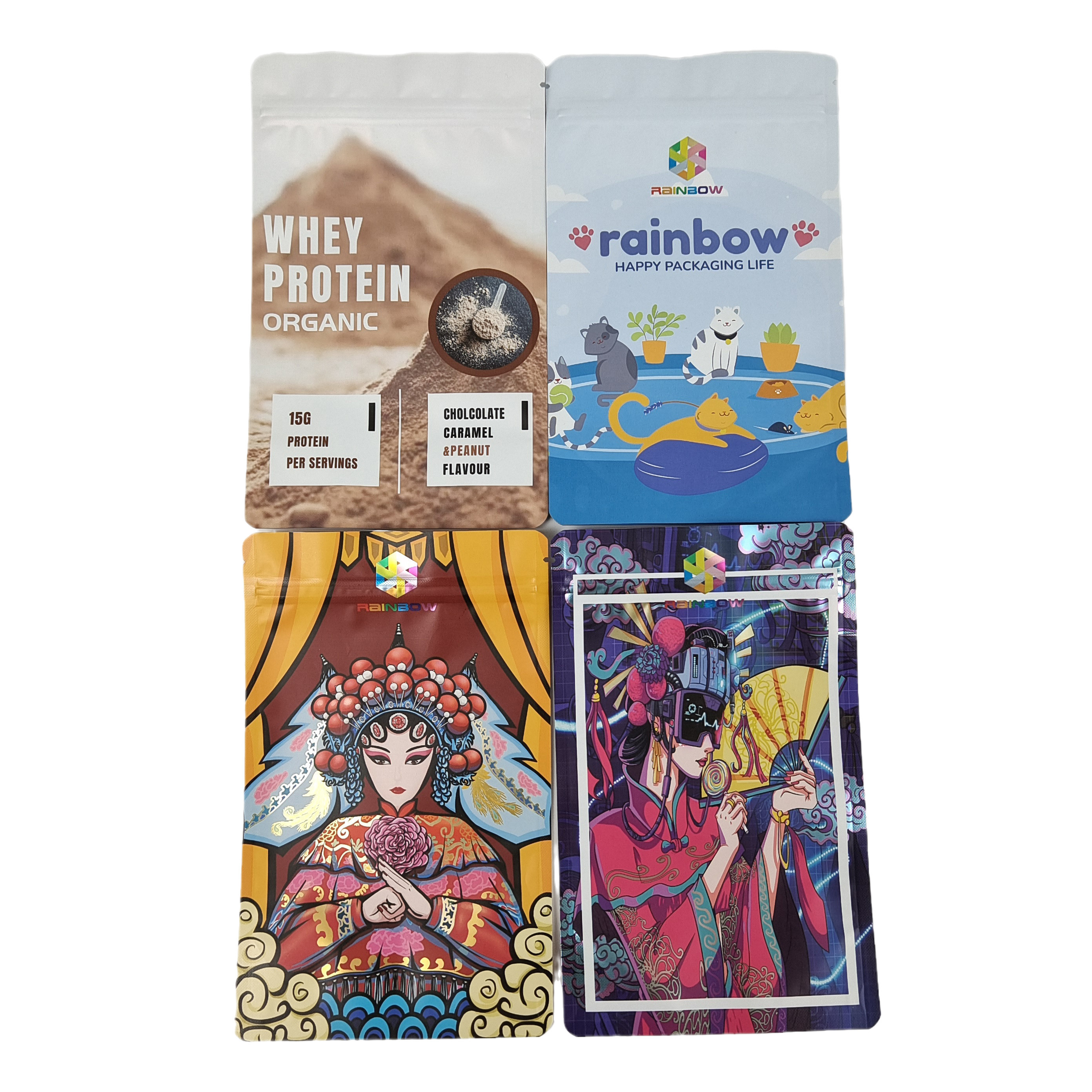 Συσκευασία κατηγορίας τροφίμων Προσαρμοσμένο ματ φύλλο αλουμινίου βρώσιμες σνακ Mylar με φερμουάρ