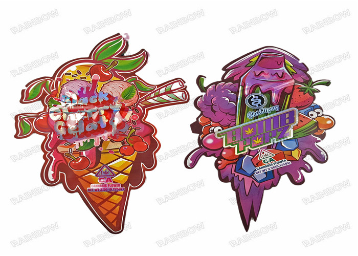 Ανώμαλο τεμαχισμένο μεταλλικό 3.5g υψηλό - συσκευασία τροφίμων Mylar φερμουάρ ποιοτικής ανώμαλη μορφής πλαστική