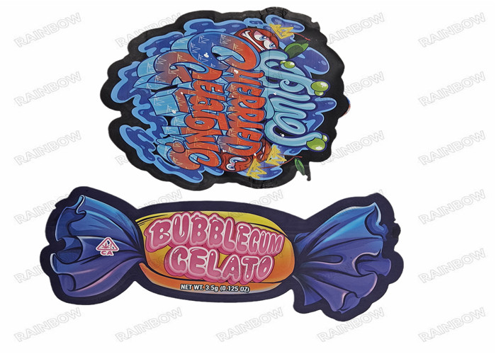 Τεμαχίστε ανώμαλο 3.5g πρόχειρων φαγητών πλαστικό Ziplock τροφίμων τσαντών ειδικό διαμορφωμένο που συσκευάζει τις τσάντες Mylar