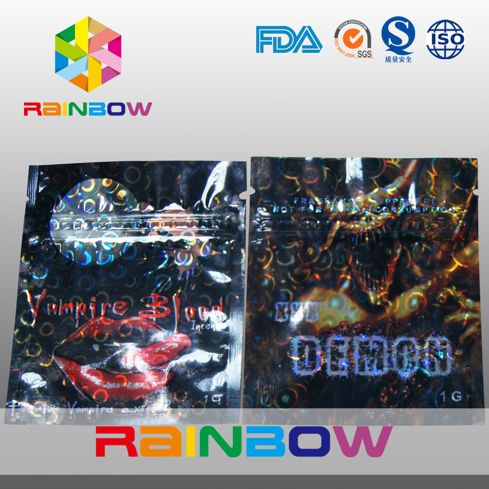 Τοποθετημένες σε στρώματα υλικές Ziplock θυμιάματος πιθήκων βοτανικές μίνι τσάντες με τις εγκοπές δακρυ'ων