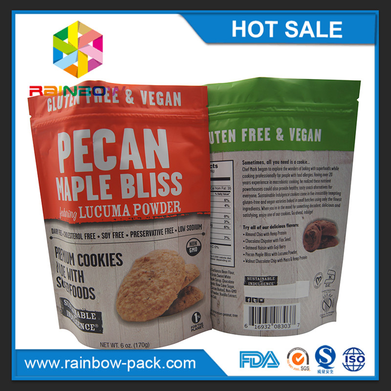 το τσιπ φύλλων αλουμινίου αργιλίου τοποθετεί τη συσκευάζοντας στάση φύλλων αλουμινίου αργιλίου τσιπ επάνω ziplock 250g στα μπισκότα σε σάκκο που συσκευάζουν τη σακούλα