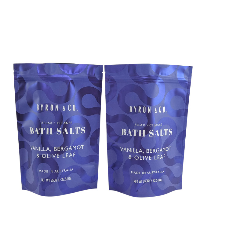 Ματ εκτυπωμένη επανακλειδωτή τσάντα συσκευασίας Zip Lock πλαστικό μπάνιο αλάτι σώμα scrub στέκεται προς τα πάνω τσάντα με φερμουάρ