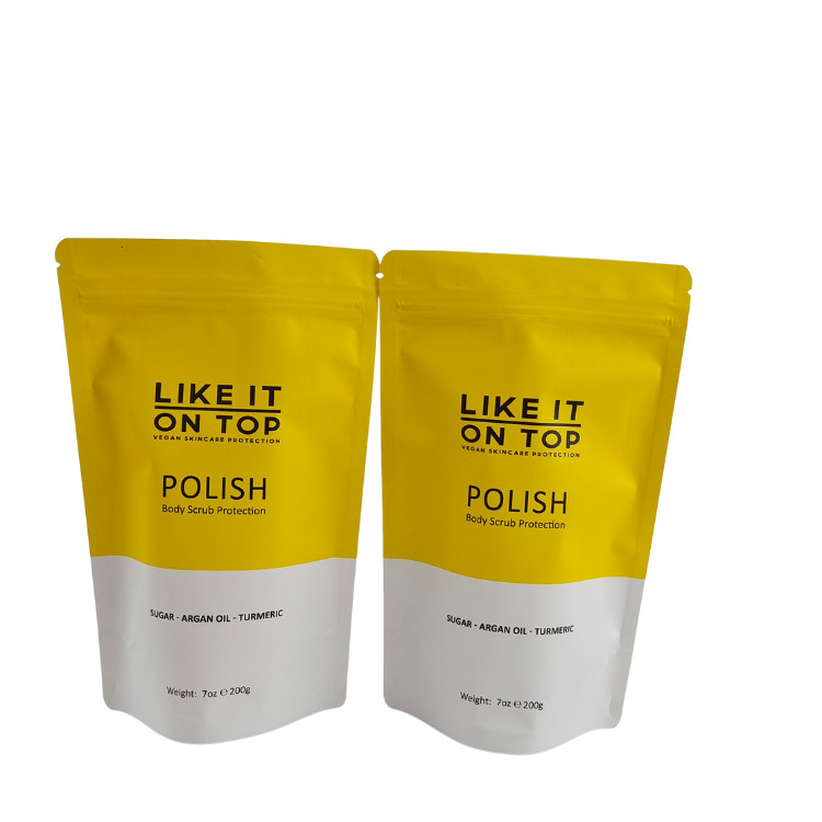 Ματ εκτυπωμένη επανακλειδωτή τσάντα συσκευασίας Zip Lock πλαστικό μπάνιο αλάτι σώμα scrub στέκεται προς τα πάνω τσάντα με φερμουάρ