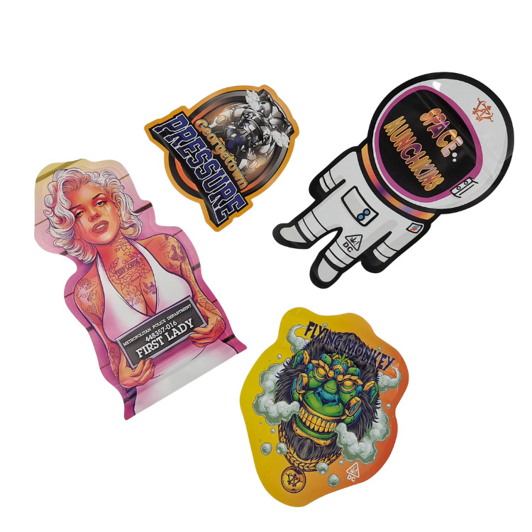 Προσαρμοσμένα Ziplock Ειδικό σχήμα Πλαστικό Childproof Smell Proof Γλυκά τσάντες Mylar συσκευασίες 3.5g 7g Προσαρμοσμένο σχήμα Mylar τσάντες