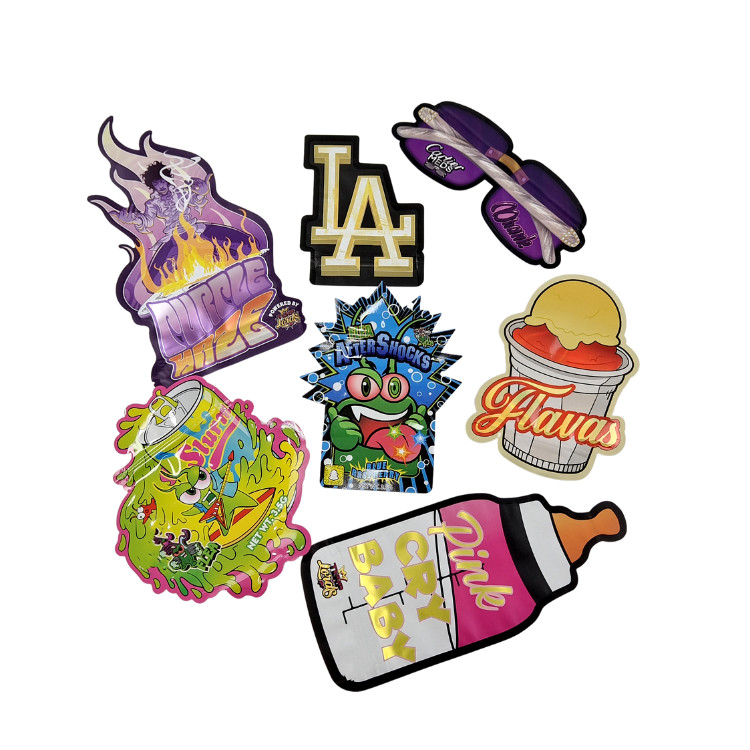 3.5g Προσαρμοσμένη συσκευασία και εκτύπωση λογότυπου Ειδική μοναδική σχήμα στο εσωτερικό Εκτυπωμένη ολογραφική Τυποποιημένη τσάντα Mylar