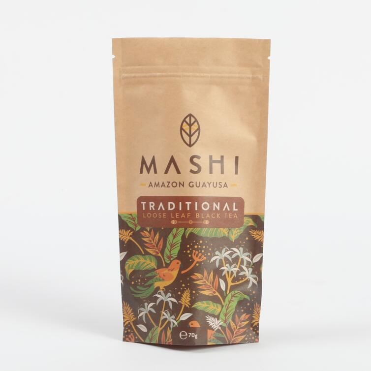 Προσαρμοσμένα βιοδιασπώμενα χαρτιά Kraft Stand Up Zip Lock Packaging Bags για το τσάι και την σκόνη καφέ