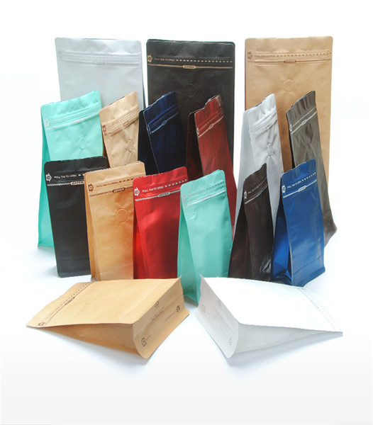 Τυποποιημένες σακούλες συσκευασίας χαρτιού Kraft Καφέ σακούλες επίπεδου βυθού με βαλβίδα αποβλήτων