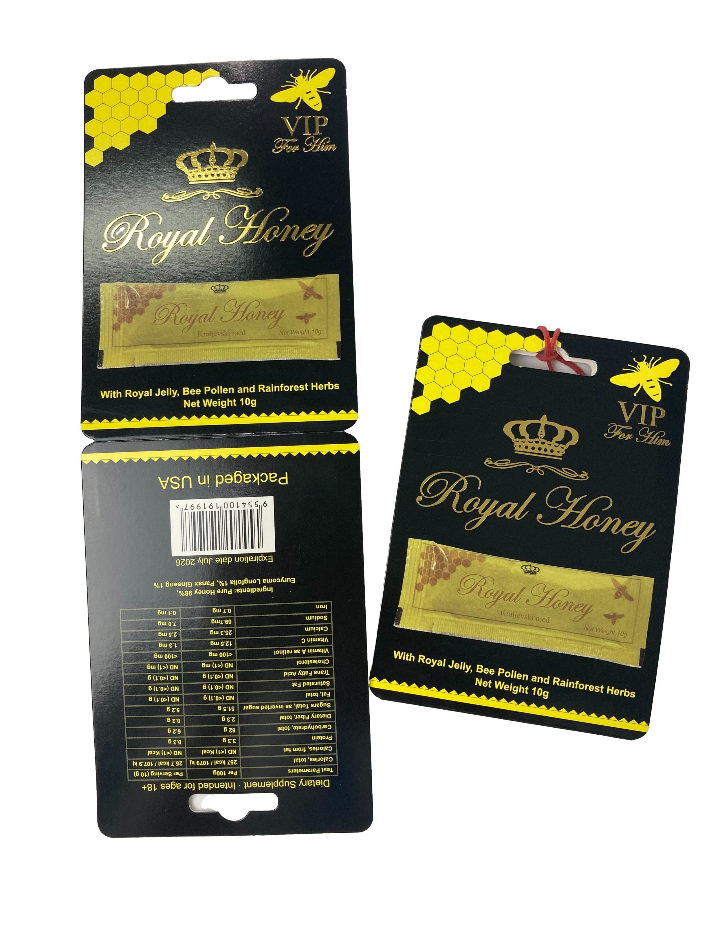 Προσαρμοσμένο λογότυπο Royal Honey VIP Sachet Packaging Paper Card Χρυσό φύλλο χαρτιού
