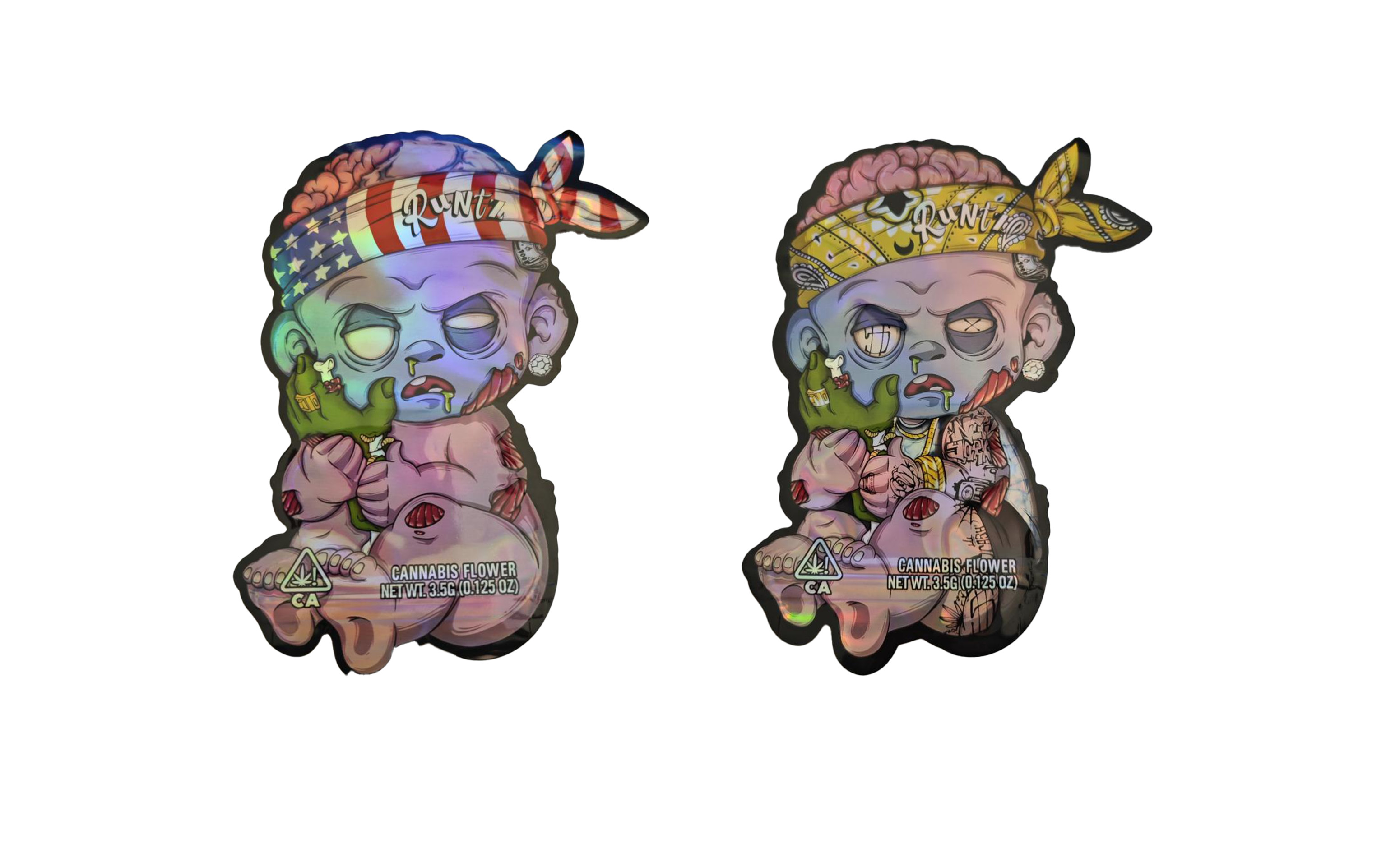 Προσαρμοσμένο σχεδιασμό Diecut Circle Dye Cut Mylar Bag Τροφική ποιότητα 3,5g Αντί μυρωδιάς Προσαρμοσμένο σχήμα Die Cut Mylar Bag