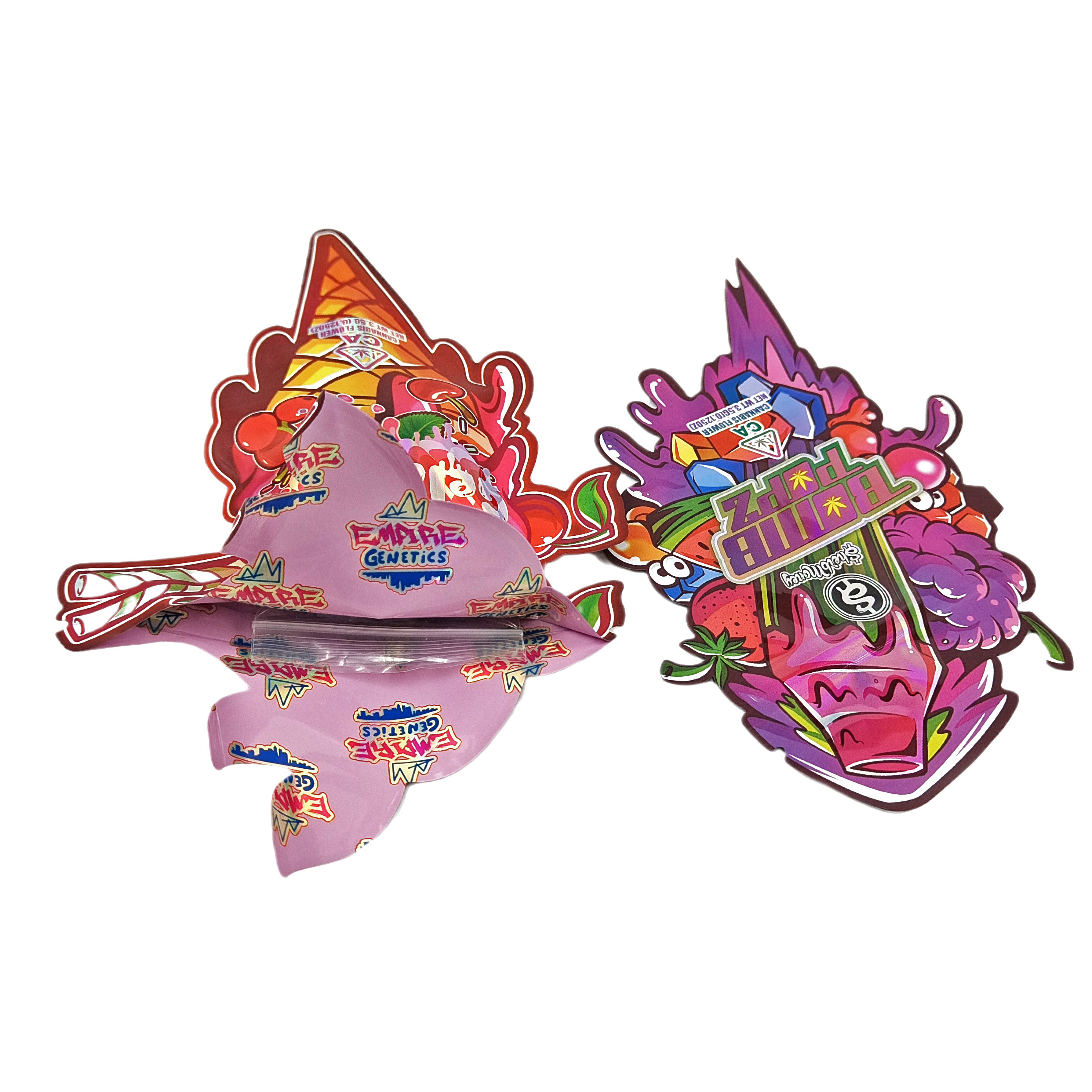 Πλαστικό Custom Design Ειδικό σχήμα Συσκευή Τυπωμένο Χολογραμικό Φόλιο Καραμέλες Παιδική Απόδειξη Mylar Τύλιες Τσέπες