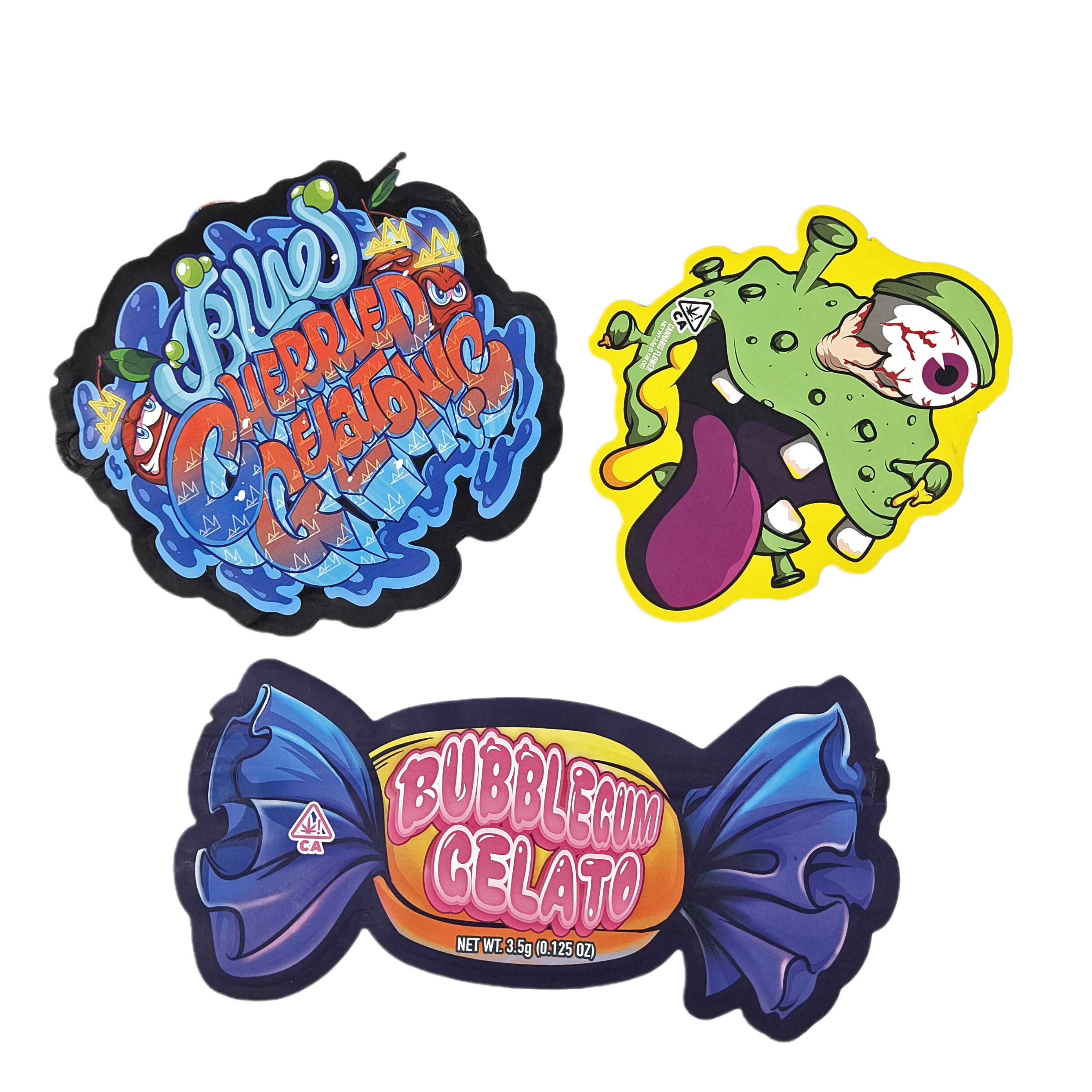 Ζιπλοκ Φόλιου 3,5g 7g 14g Ειδικό σχήμα Προσαρμοσμένη συσκευασία Τρόφιμα Ασθενή στη μυρωδιά Τάκος Mylar