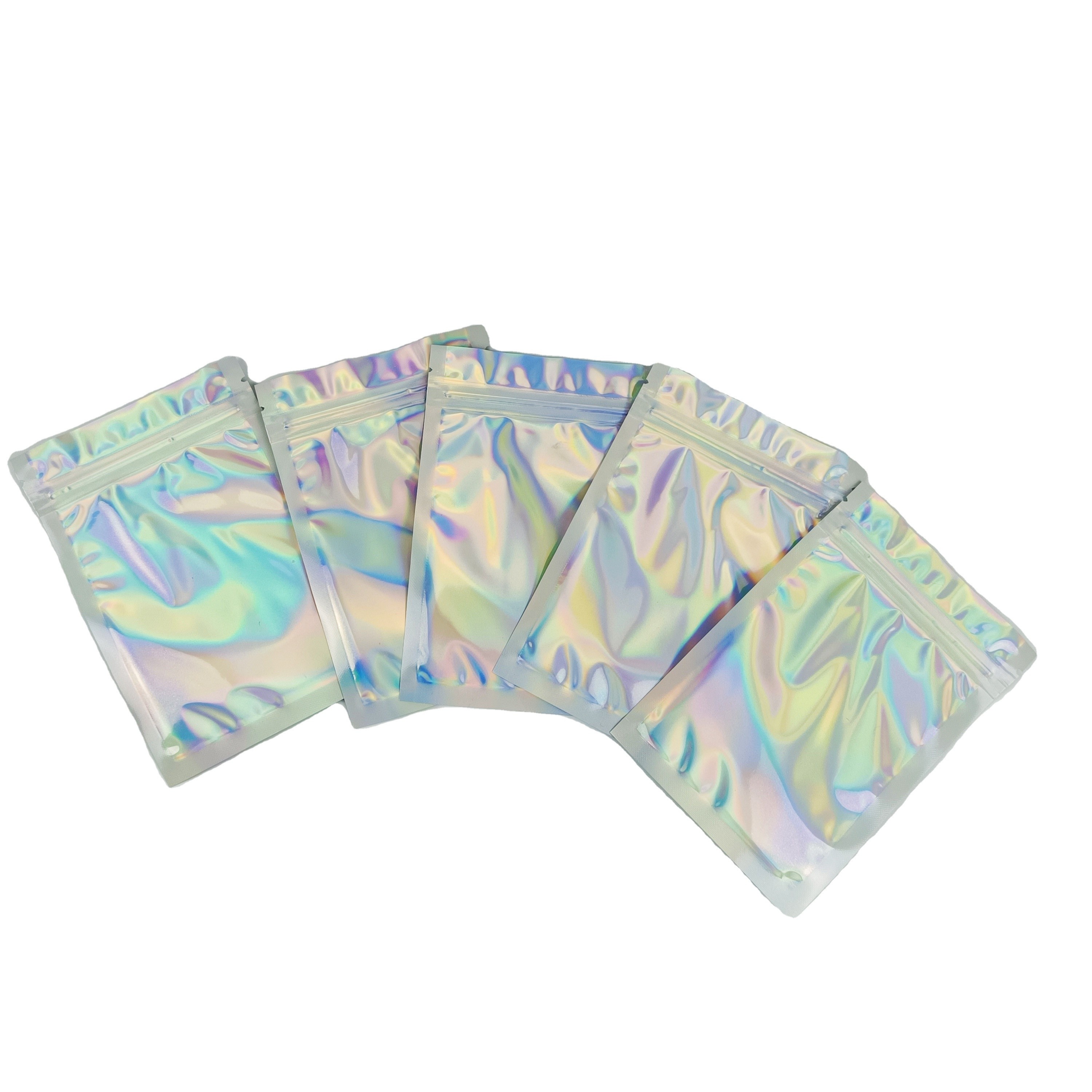 Προσαρμοσμένο λογότυπο Ζιπ κλειδαριές τσάντες επίπεδη ολογραφική ταινία μίνι Mylar Τρεις πλευρές σφραγίδα