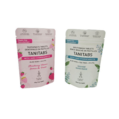 Περιβαλλοντικά φιλική αποσυστατέα τσάντα Kraft με επανακλείσιμο φερμουάρ για συσκευασία καλλυντικών σκόνης