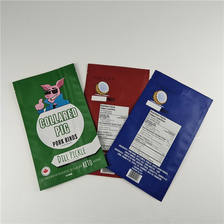 Κατασκευαστής Προσαρμοσμένο μέγεθος Αποθήκευση Σνακ σακούλα συσκευασία Matt Αλουμινίου Foil Stand Up Pouch Ziplock συσκευασία σακούλα