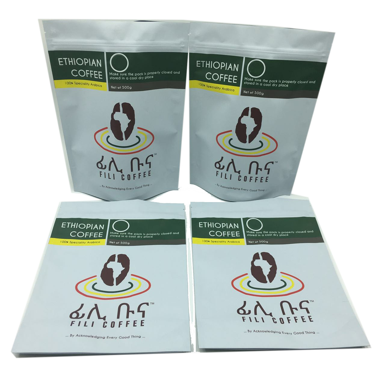 Η μεταλλίνη τελειώνει ευθυγραμμισμένη τη φύλλο αλουμινίου στάση επάνω στη συσκευάζοντας τσάντα καφέ τσαντών 500g φερμουάρ