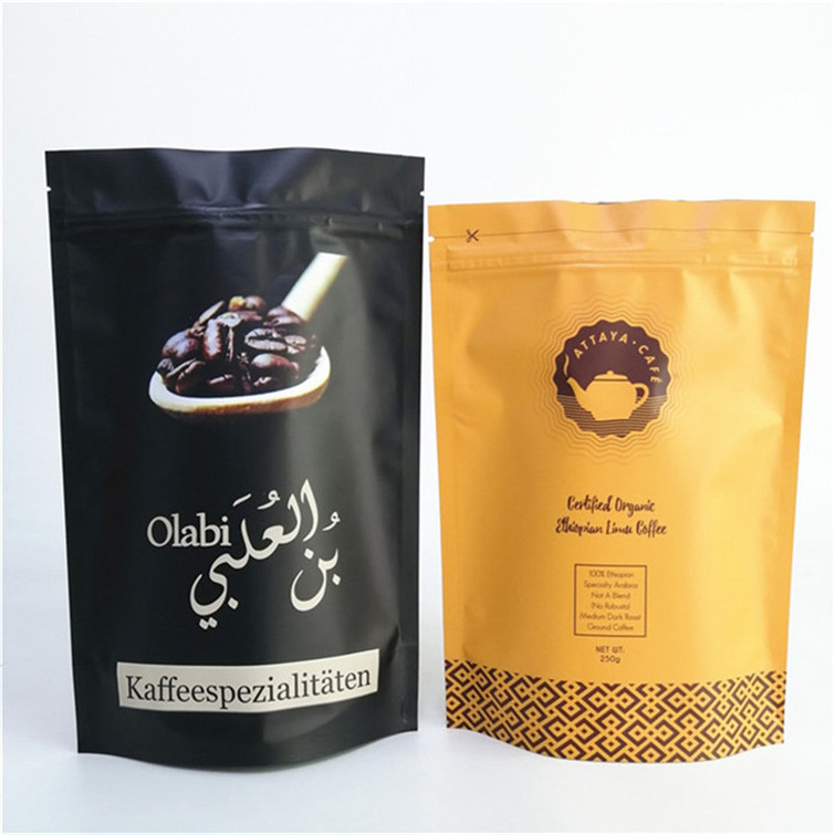 Χρωματιστή εκτύπωση Προσαρμοσμένη συσκευασία Καφέ Ziplock Stand Up Pouch Bag για 250g 500g 1kg