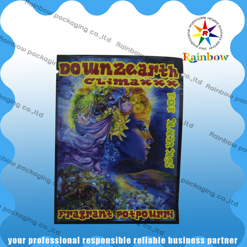 Down2earth/Geeked επάνω/χρυσή βοτανική υγρασία πλαστικών τσαντών φερμουάρ θυμιάματος Diablo - απόδειξη