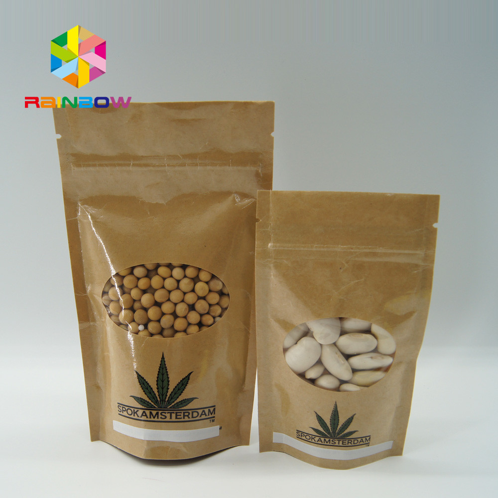 Ωοειδές παράθυρο τσαντών εγγράφου της Kraft μεγέθους Costomized για τα τρόφιμα/τα ξηρά προϊόντα κρέατος/θάλασσας