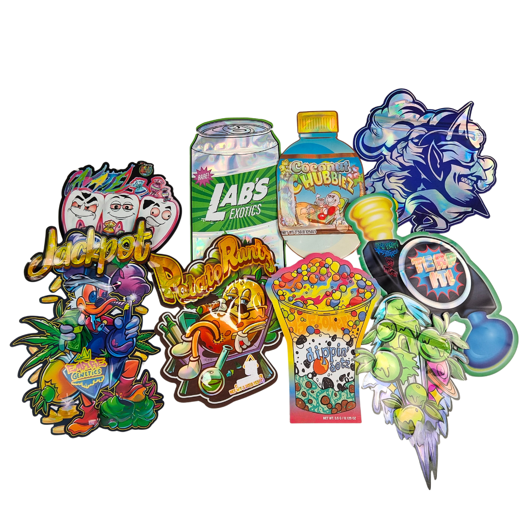 Τροφική ποιότητα Doypack Die Cut Cali 3,5g 7g 14g 28g Sugar Cookie Mylar Bags Λάμψη/ματ Αντίοσμητες τσάντες Ziplock