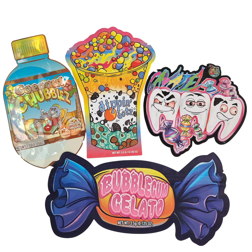 Προσαρμοσμένο λογότυπο 3.5g 7g 14g Επανακλείσιμο PE πλαστικό σφραγίδα τροφίμων Συσκευή Zip Lock Foil Pouch Παιδικό αντιοσμητικό βότανο Gummy Mylar Bag