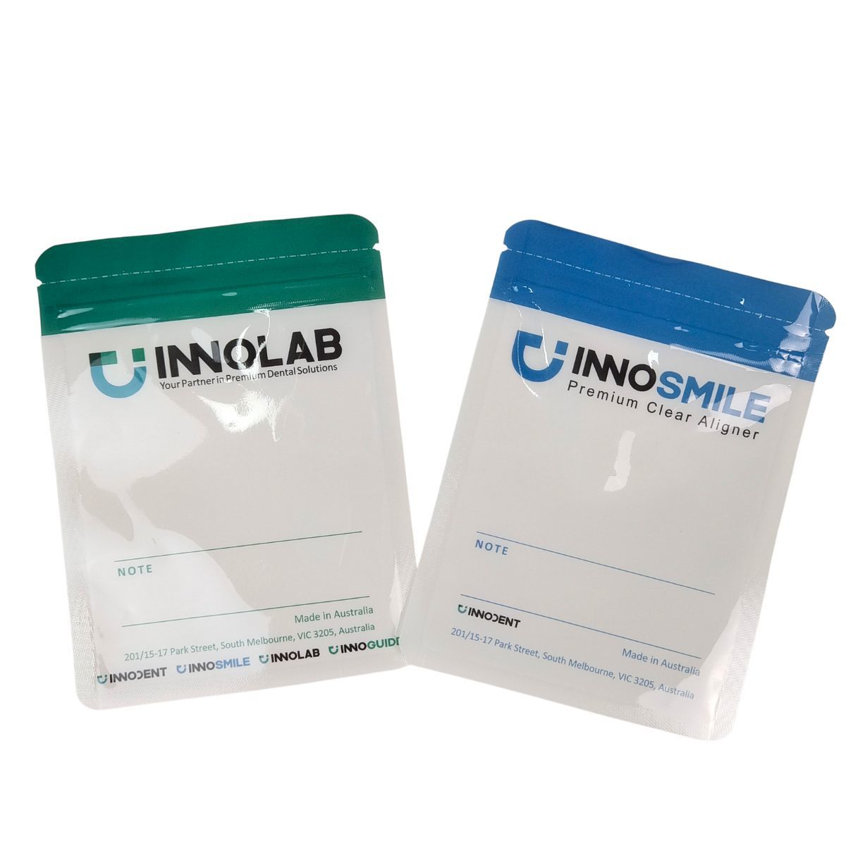 Προσαρμόσιμη τσάντα φερμουάρ λογότυπου για οδοντιατρικούς ευθυγραμμιστές με θερμική σφραγίδα και σαφή πλαστική τσάντα Mylar