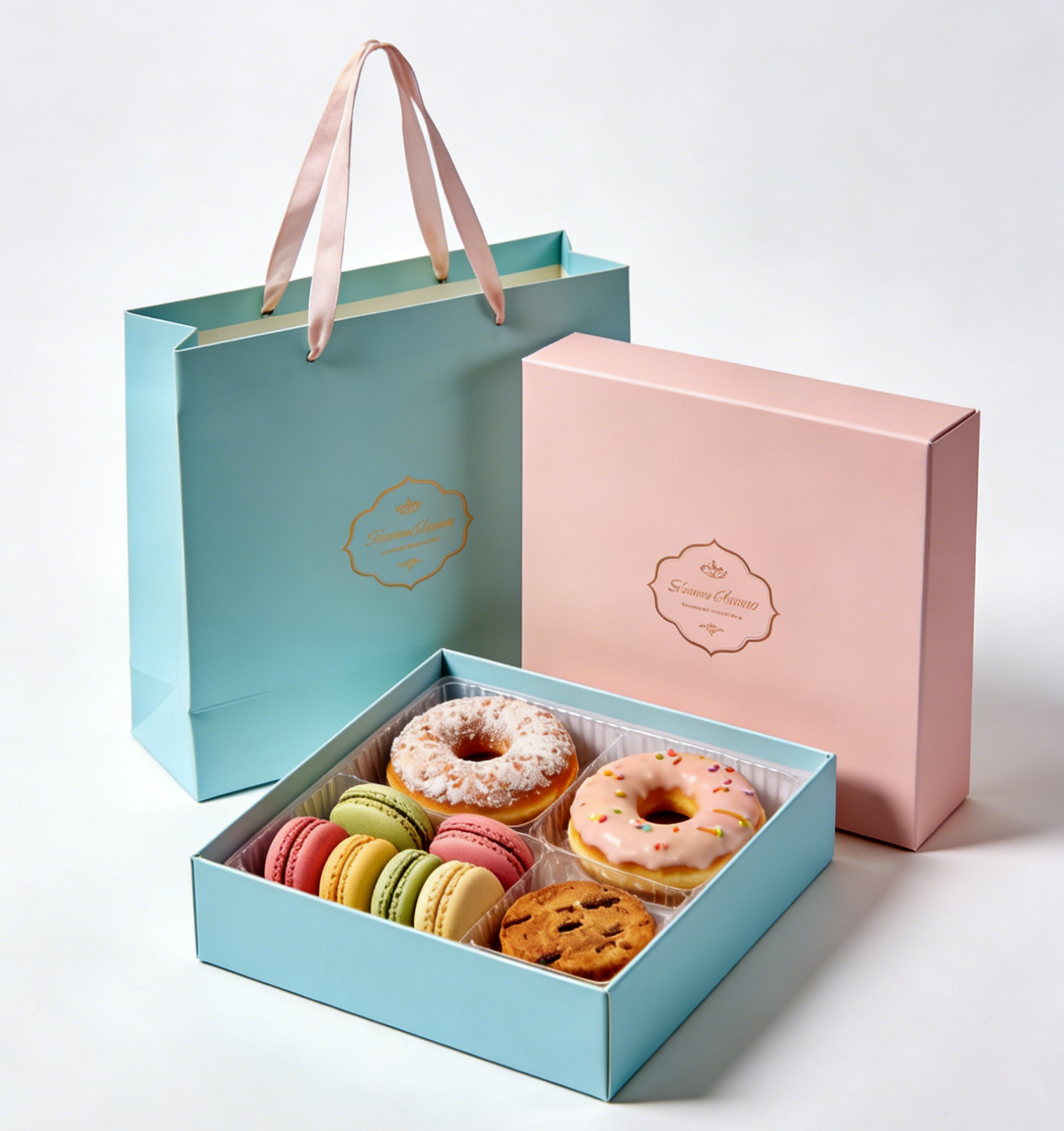 Πρωταθλήματα Τροφίμων Δυνατό να αναδιπλωθεί βάση και κάλυμμα κουτί για τούρτα σούσι μακαρόνια επιδόρπια αρτοποιία κουτί δώρο με χαρτοσακούλα