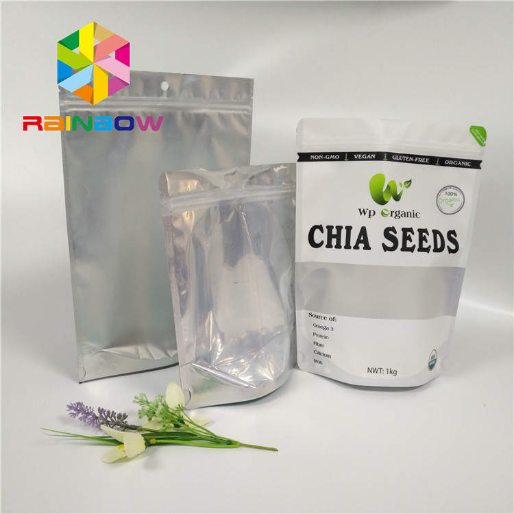 Χονδρική στάση φύλλων αλουμινίου αργιλίου βαθμού τροφίμων επάνω Ziplock στην τσάντα με το σαφές μπροστινό παράθυρο για τους σπόρους/ξηρός - συσκευασία φρούτων