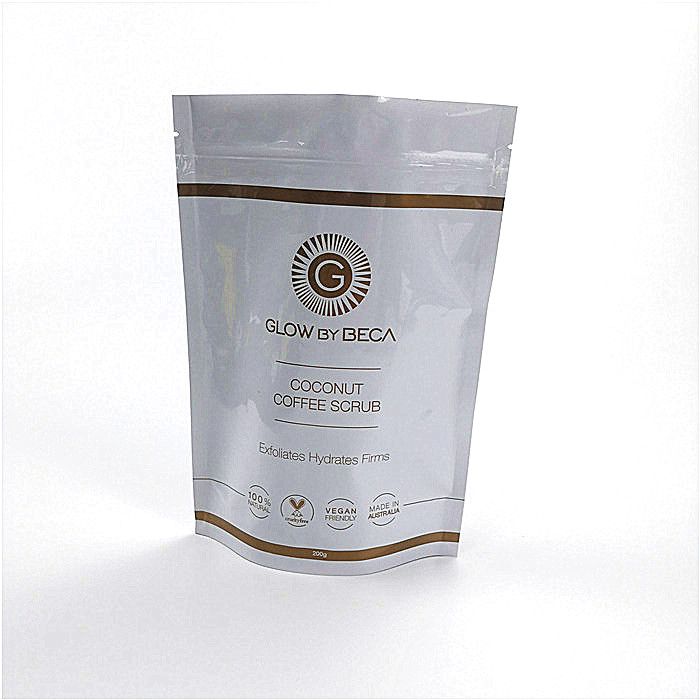 Στιλπνές άσπρες πλαστικές σακούλες Mylar που συσκευάζουν τη στάση επάνω στη σακούλα για τη συσκευασία καφέ