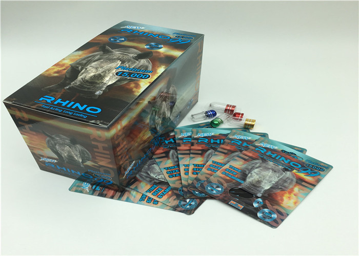 Χρυσό πακέτο φουσκαλών καψών σκονών ρινοκέρων 69K που συσκευάζει την τρισδιάστατη κάρτα με την πλαστική κάλυψη