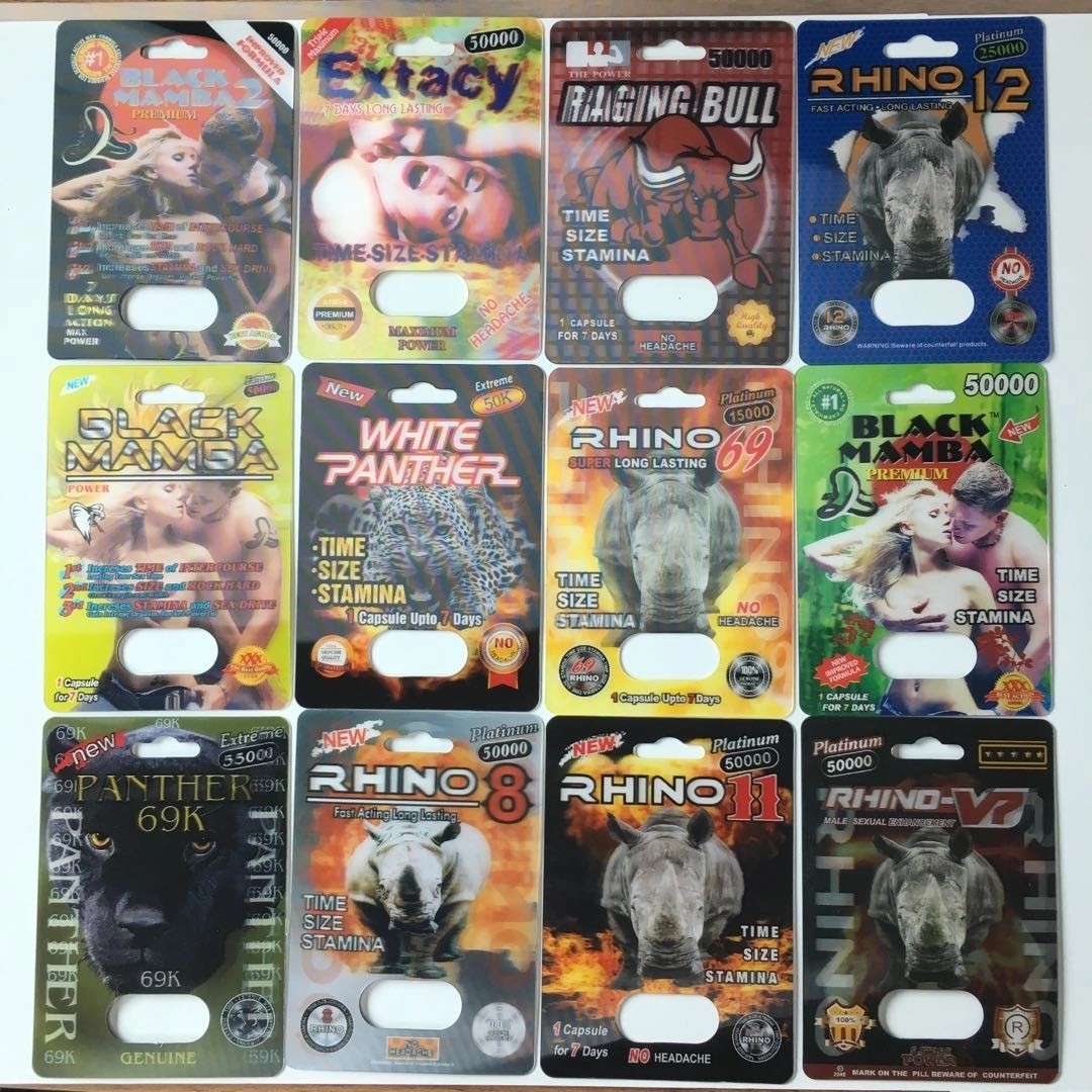 Συσκευάζοντας ρινόκερος 69 κιβωτίων εγγράφου καρτών ενθέτων φουσκαλών φωτογραφικών διαφανειών τρισδιάστατο προσαρμοσμένο συσκευασία μέγεθος χαπιών φύλων