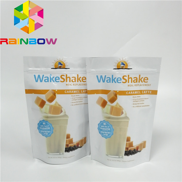 Η Resealable στάση επάνω στη σακούλα φερμουάρ τοποθετεί το γάλα σε σάκκο - σκόνη τσαγιού που συσκευάζει τη στιλπνή τελειωμένη πλήρη εκτύπωση