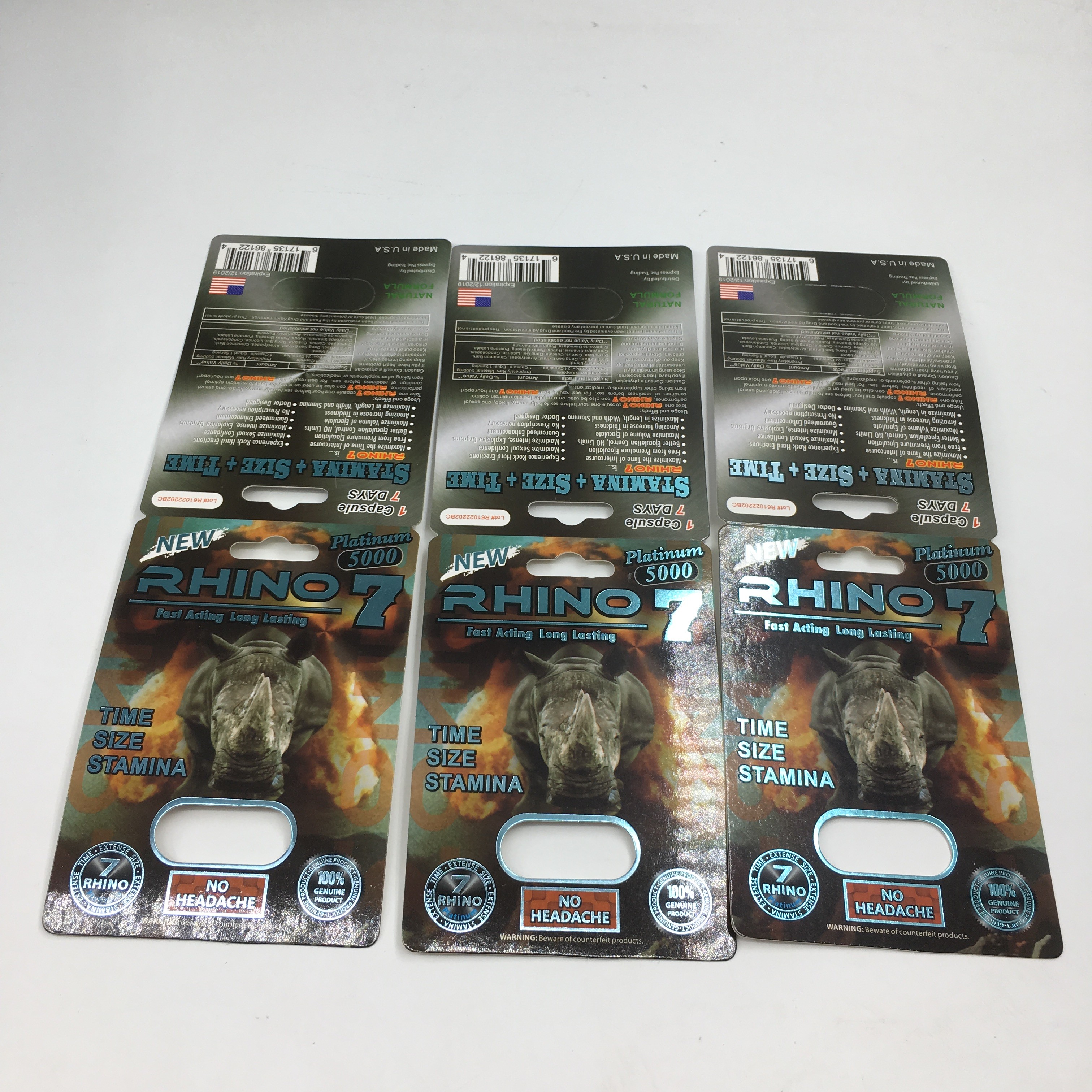Ρινόκερος 7 κάρτα φουσκαλών 5000 καψών που συσκευάζει το τρισδιάστατο κιβώτιο επίδειξης χαπιών εγγράφου αρσενικό σεξουαλικό