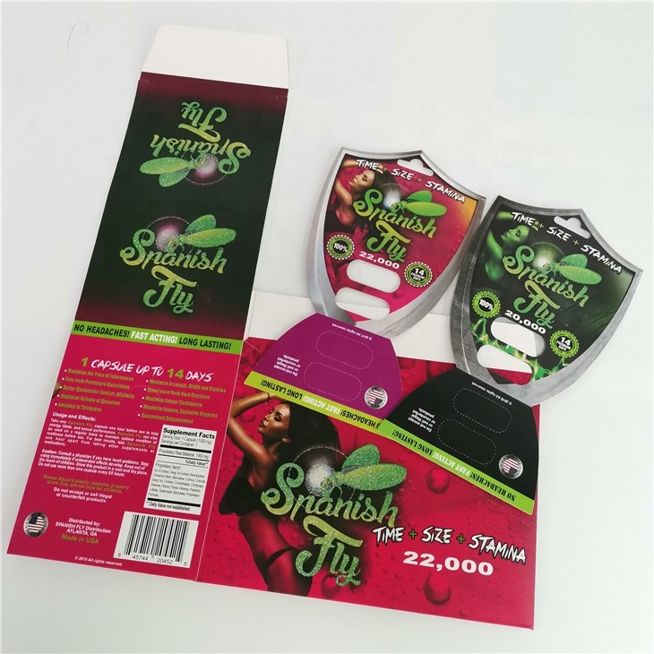 Αρσενική αυξήσεων χαπιών φουσκαλών κάρτα εγγράφου πακέτων συσκευάζοντας για τις κάψες χαπιών φύλων D2