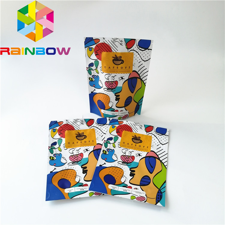 Στάση επάνω Ziplock στις πλαστικές σακούλες που συσκευάζουν, επαναχρησιμοποιήσιμη τσάντα καφέ φύλλων αλουμινίου αργιλίου