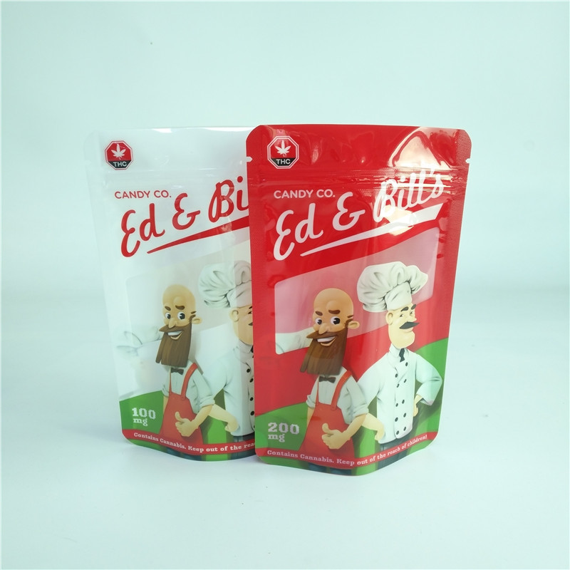 Ψηφιακή εκτύπωσης 100mg Gummy στάση τσαντών CBD καραμελών συσκευάζοντας επάνω στη σακούλα με το σαφές παράθυρο