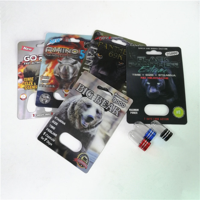 Σεξουαλικά χάπια αυξήσεων που συσκευάζουν τις ανώτατες 150K τρισδιάστατες κάρτες φουσκαλών ρινοκέρων με το κιβώτιο εγγράφου για την κάψα φύλων σκονών