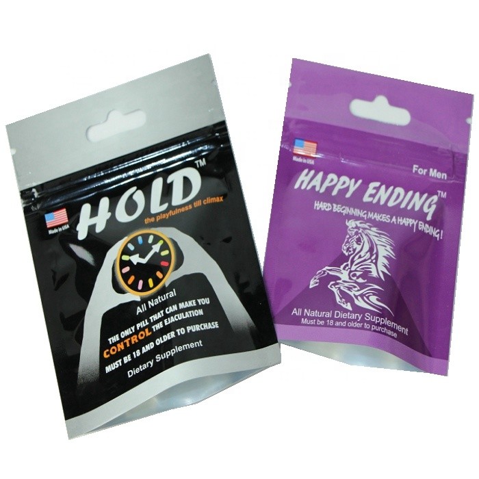 Η ιδιωτική ετικέτα που τυπώνεται κρεμά Ziplock τρυπών το τοπ μικρό αρσενικό σεξουαλικό χάπι φύλλων αλουμινίου που συσκευάζει την πλαστική συσκευασία για τη συσκευασία χαπιών