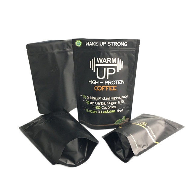 Ο χρυσός Μαύρος μεταλλινών τσαντών καφέ εκτύπωσης τελειώνει τη στάση φύλλων αλουμινίου επάνω στη συσκευάζοντας τσάντα φερμουάρ