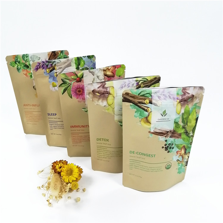 Χαμηλό Moq 1000 βιοδιασπάσιμη στάση επάνω στη σακούλα φερμουάρ προσάρμοσε τις ψηφιακές τσάντες Mylar ζιζανίων κάνναβης τσαντών εγγράφου της Kraft εκτύπωσης καφετιές