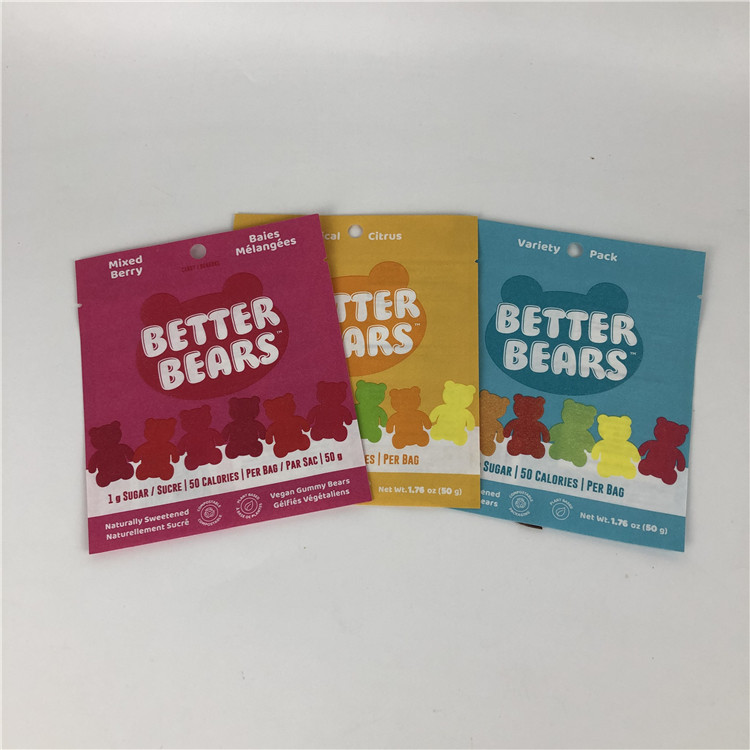 Τρεις δευτερεύουσες εδώδιμες CBD THC Gummies πρόχειρων φαγητών σφραγίδων επίπεδες συγκολλώντας με θερμότητα βιοδιασπάσιμες συσκευάζοντας τσάντες μπισκότων