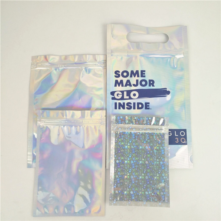 Στιλπνή UV CMYK φερμουάρ ολογραφική τσάντα συσκευασίας τροφίμων τσαντών MOPP πλαστική