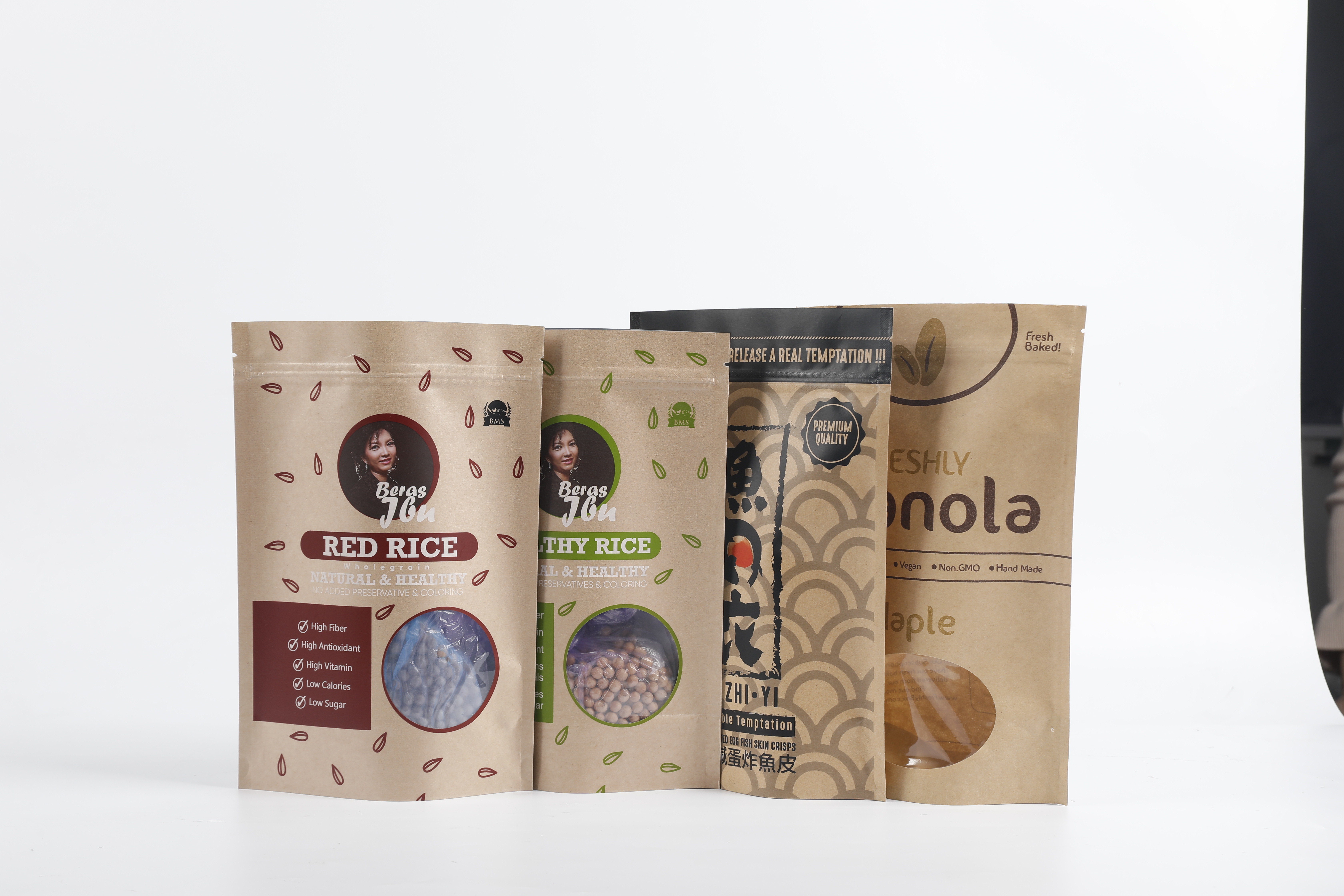 Βιοδιασπάσιμη PLA Kraft στάση σακουλών φερμουάρ εγγράφου συνήθειας επάνω στη συσκευασία τροφίμων τσαγιού