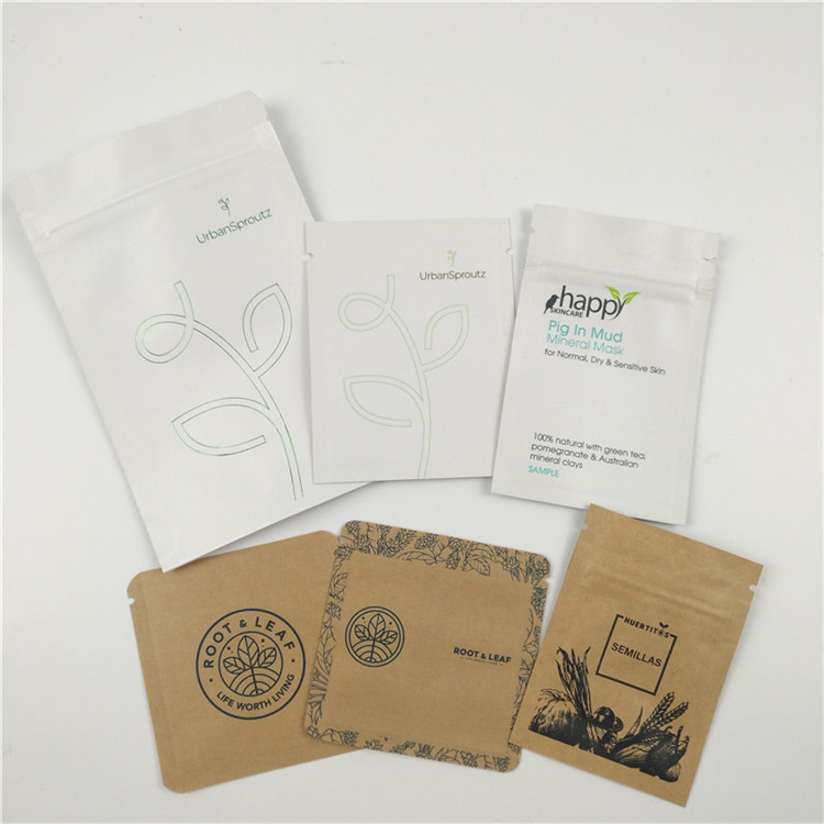 Μίνι της Kraft συσκευασία σακουλών εγγράφου καλλυντική με το κενό σακούλι χαπιών τσαγιού καφέ φύλλων αλουμινίου φερμουάρ