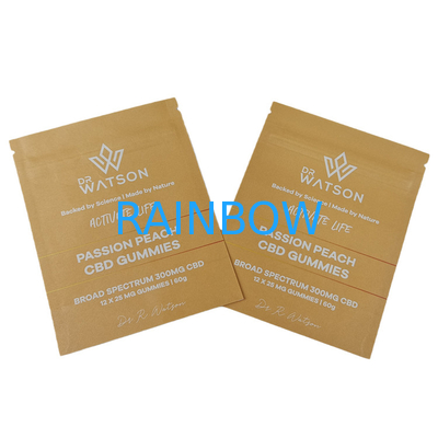 Ζεστή πώληση Βιοδιασπώμενες Stand Up Kraft Paper Μυρωδείς σακούλες με λογότυπο Επανακλείσιμες σακούλες Mylar για Τροφή Gummy