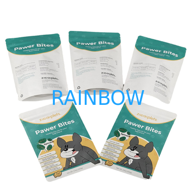 Προσαρμοσμένο λογότυπο Stand Up Pouch Kraft Paper Bag για σκυλιά Τρέιτ Ψηφιακή εκτύπωση Επανακλείσιμες σακούλες Mylar